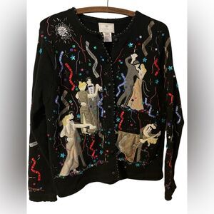 Susan Bristol Vintage Y2K 2000 New Years Eve Sweater Size M
